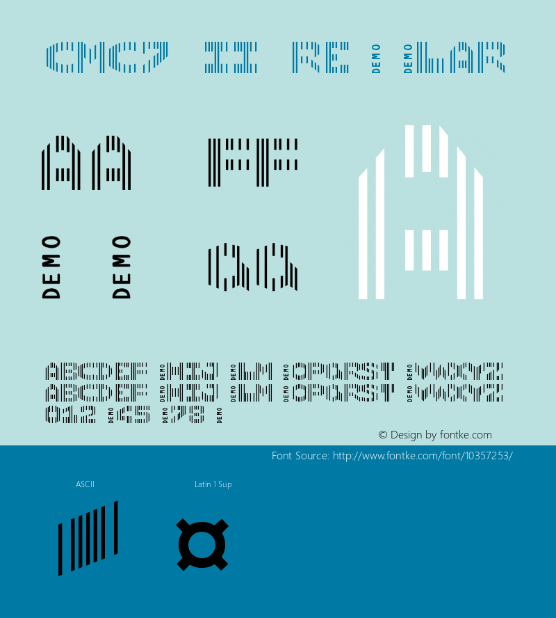 CMC7 II Regular Version 1.00 September 30, 2002, initial release Font Sample