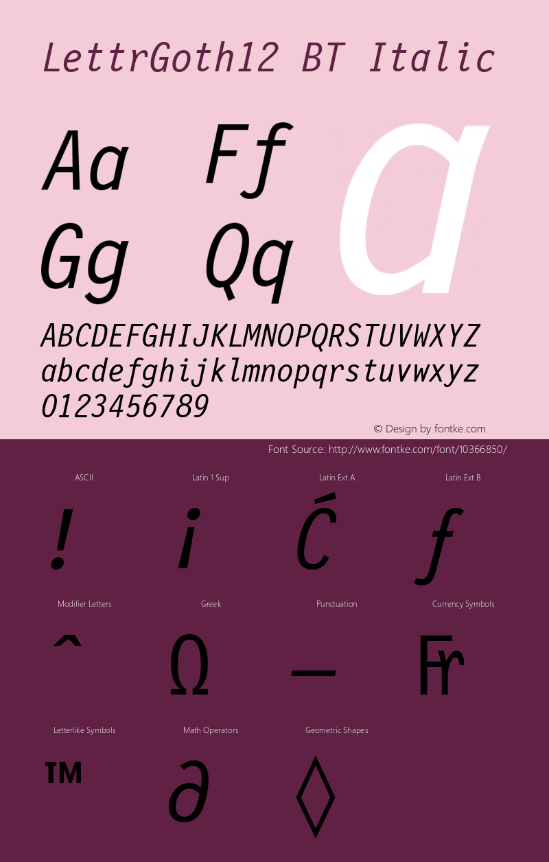 LettrGoth12 BT Italic mfgpctt-v1.54 Friday, February 5, 1993 3:12:10 pm (EST) Font Sample