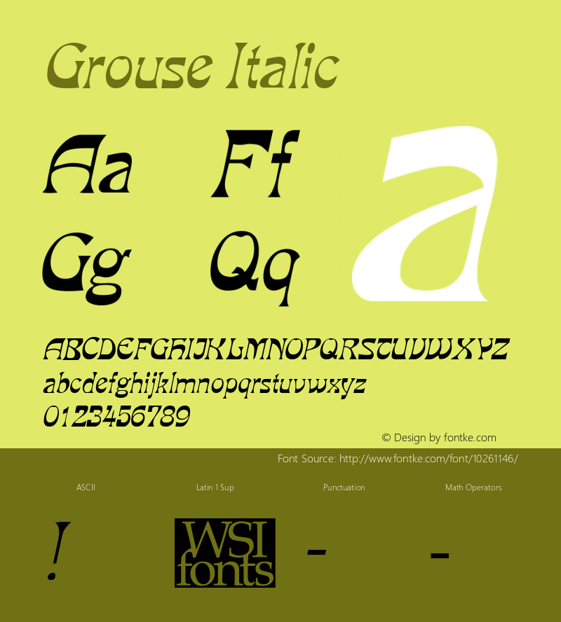 Grouse Italic Macromedia Fontographer 4.1.5 5/18/98 Font Sample