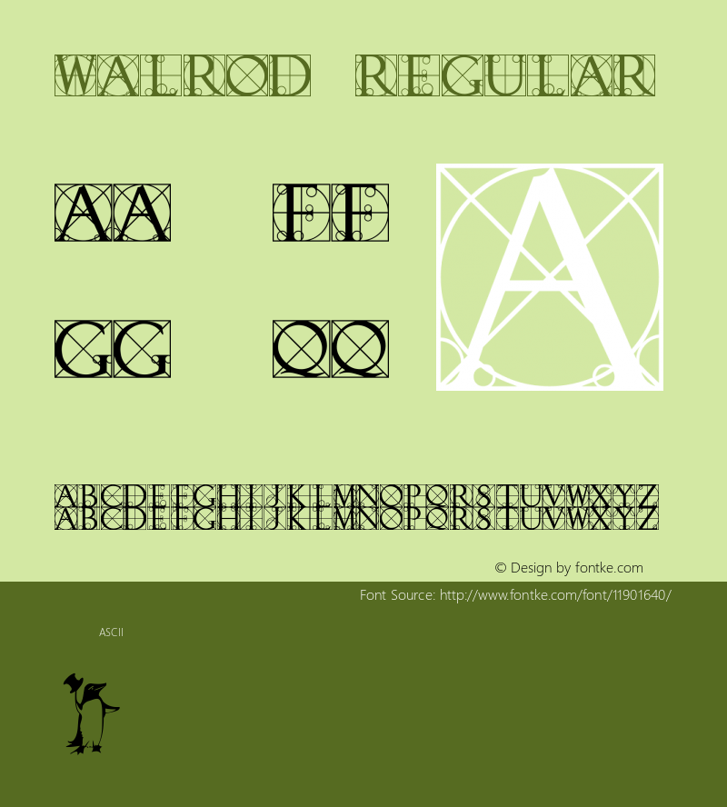 Walrod Regular Altsys Fontographer 3.5  8/26/92 Font Sample