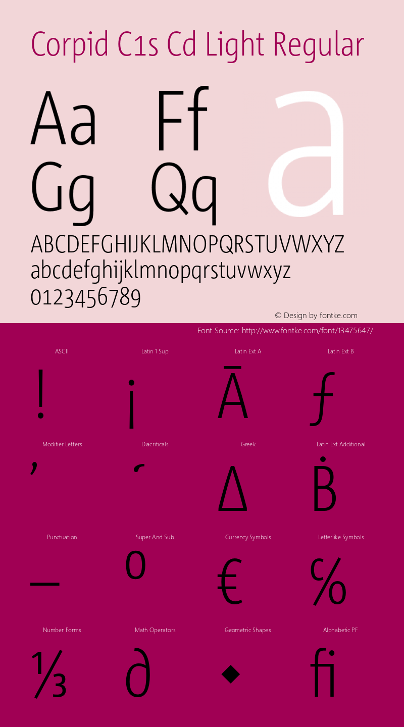 Corpid C1s Cd Light Regular Version 2.039 Font Sample