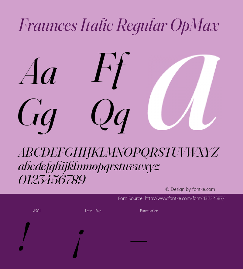 Fraunces Italic Regular OpMax Version 0.000 Font Sample