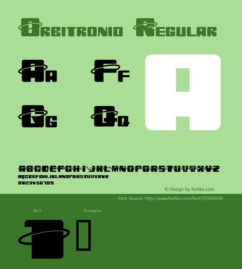 Orbitronio Regular Macromedia Fontographer 4.1.4 8/19/98 Font Sample