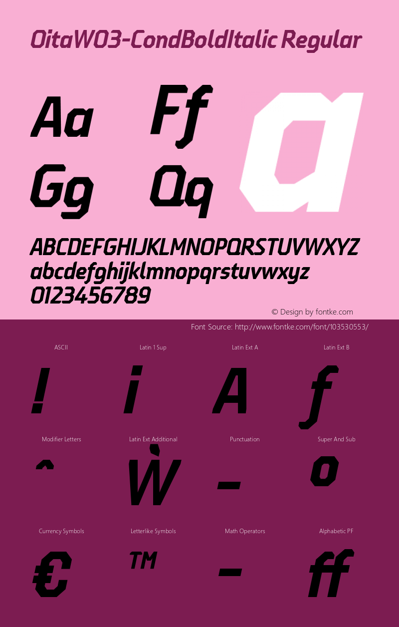 Oita W03 Cond Bold Italic Version 1.00 Font Sample