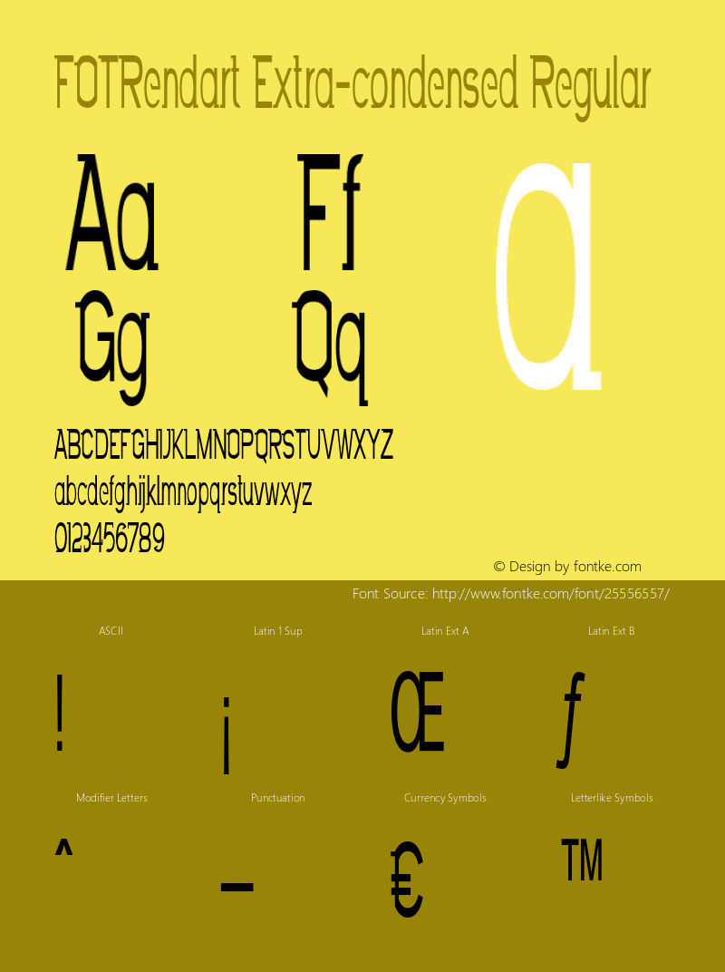 FOTRendart-ExtracondensedRegular Version 1.000 Font Sample