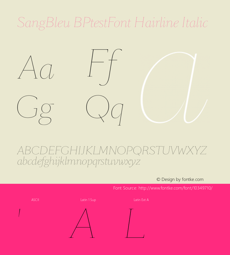 SangBleu BPtestFont Hairline Italic Version 1.1 Font Sample