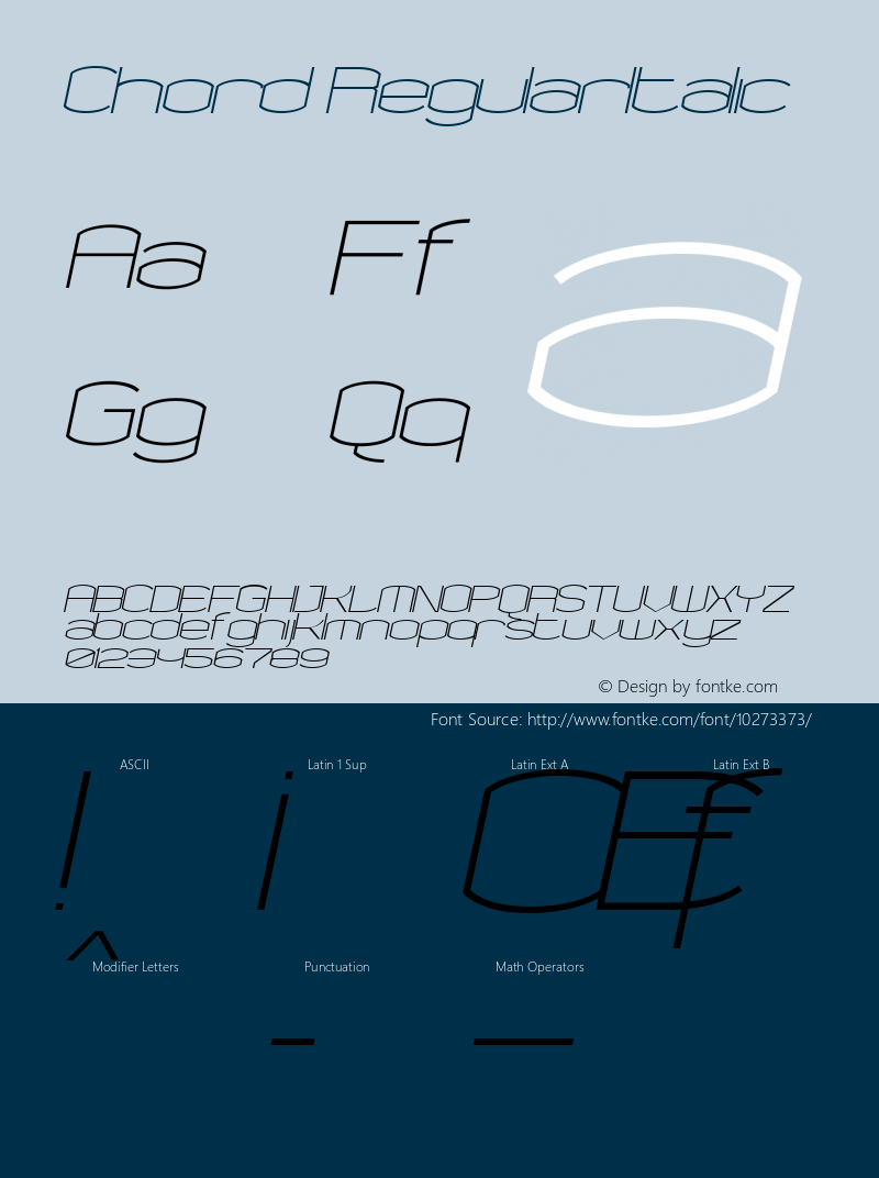 Chord RegularItalic Macromedia Fontographer 4.1 6/10/01 Font Sample