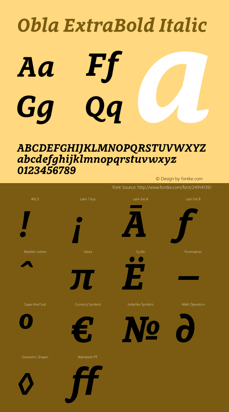 Obla-ExtraBoldItalic 001.000 Font Sample