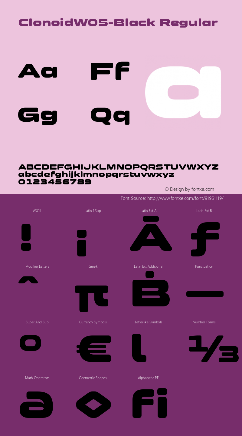 Clonoid W05 Black Version 1.00 Font Sample