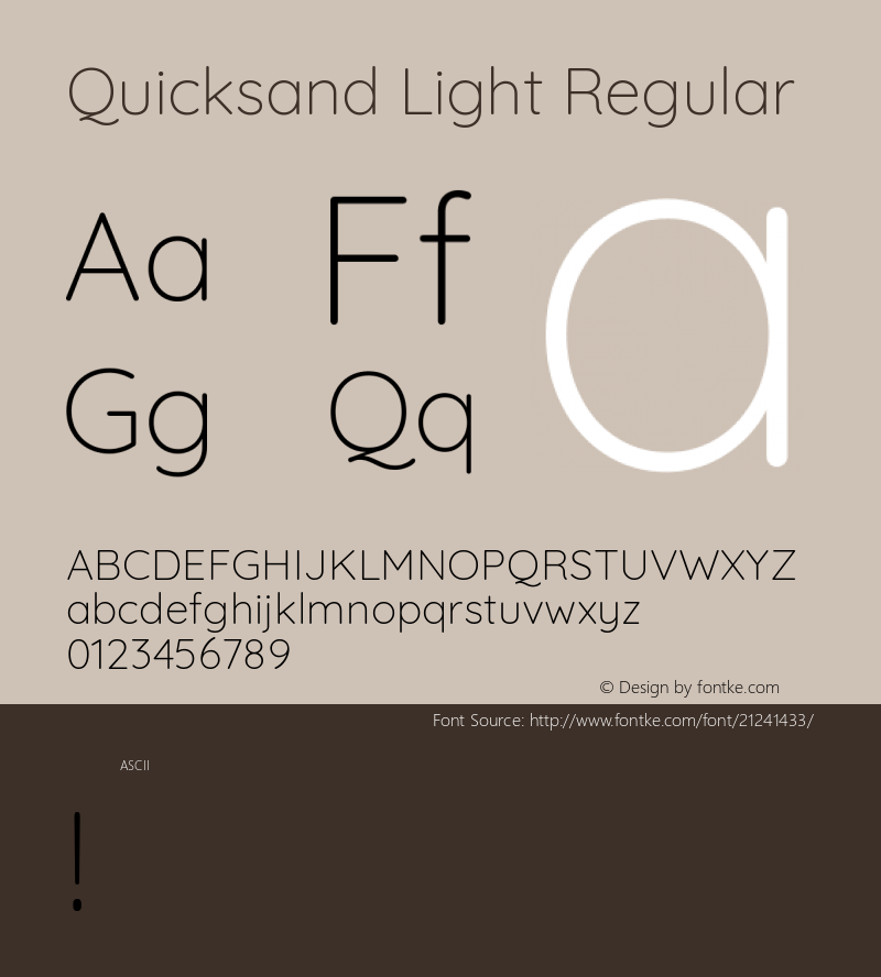 QuicksandLight Version 1.0 Font Sample