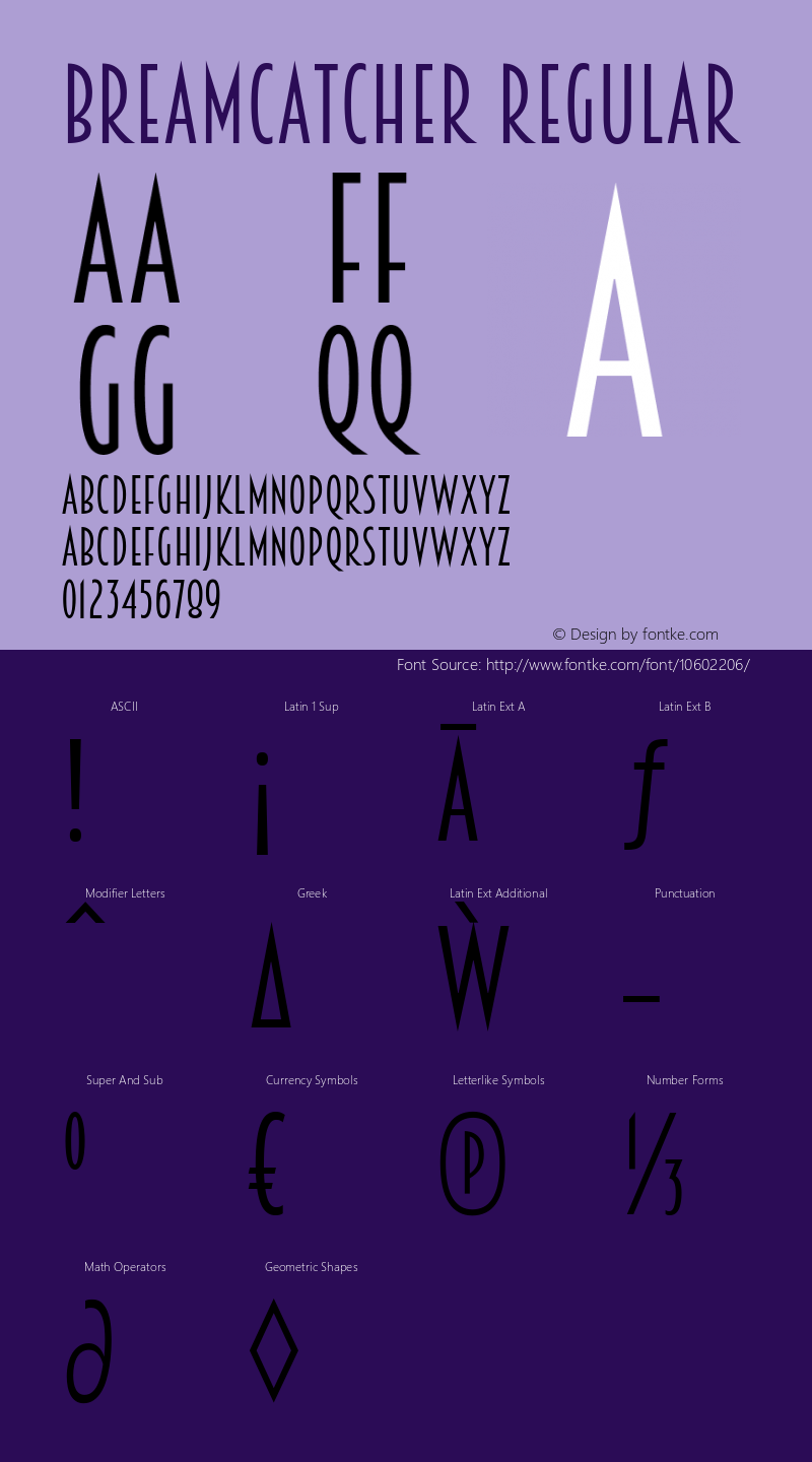 Breamcatcher Regular Version 1.000 Font Sample