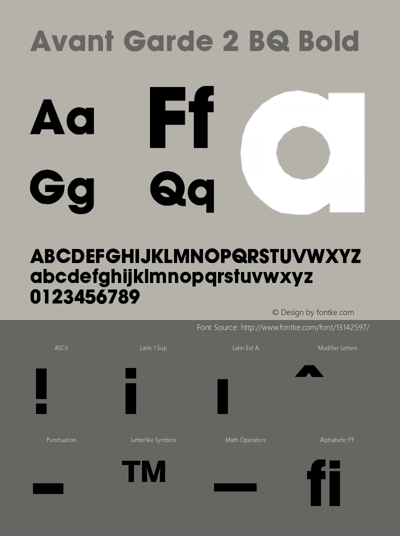 Avant Garde 2 BQ Bold Version 001.000 Font Sample