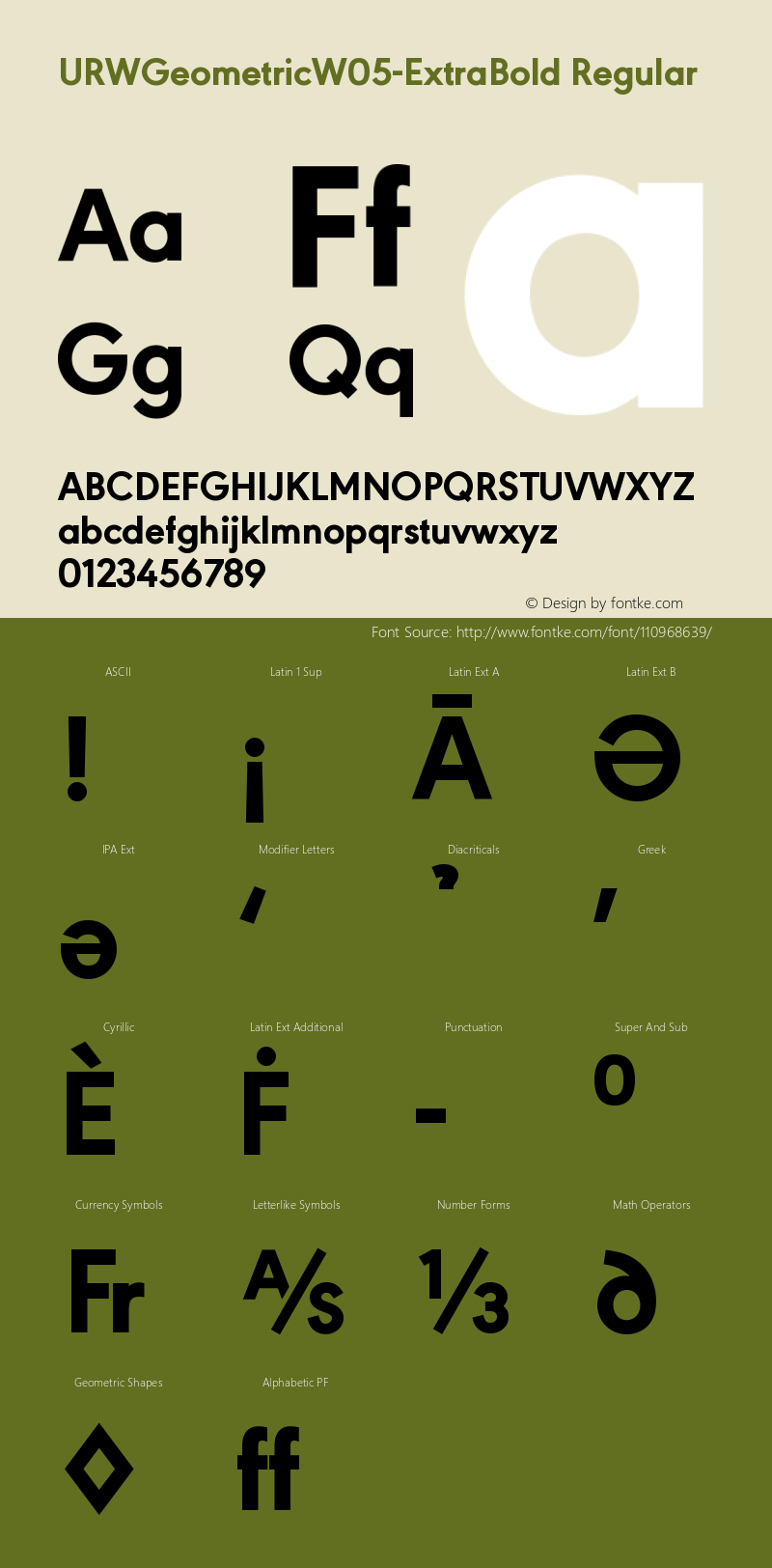 URW Geometric W05 Extra Bold Version 1.00 Font Sample