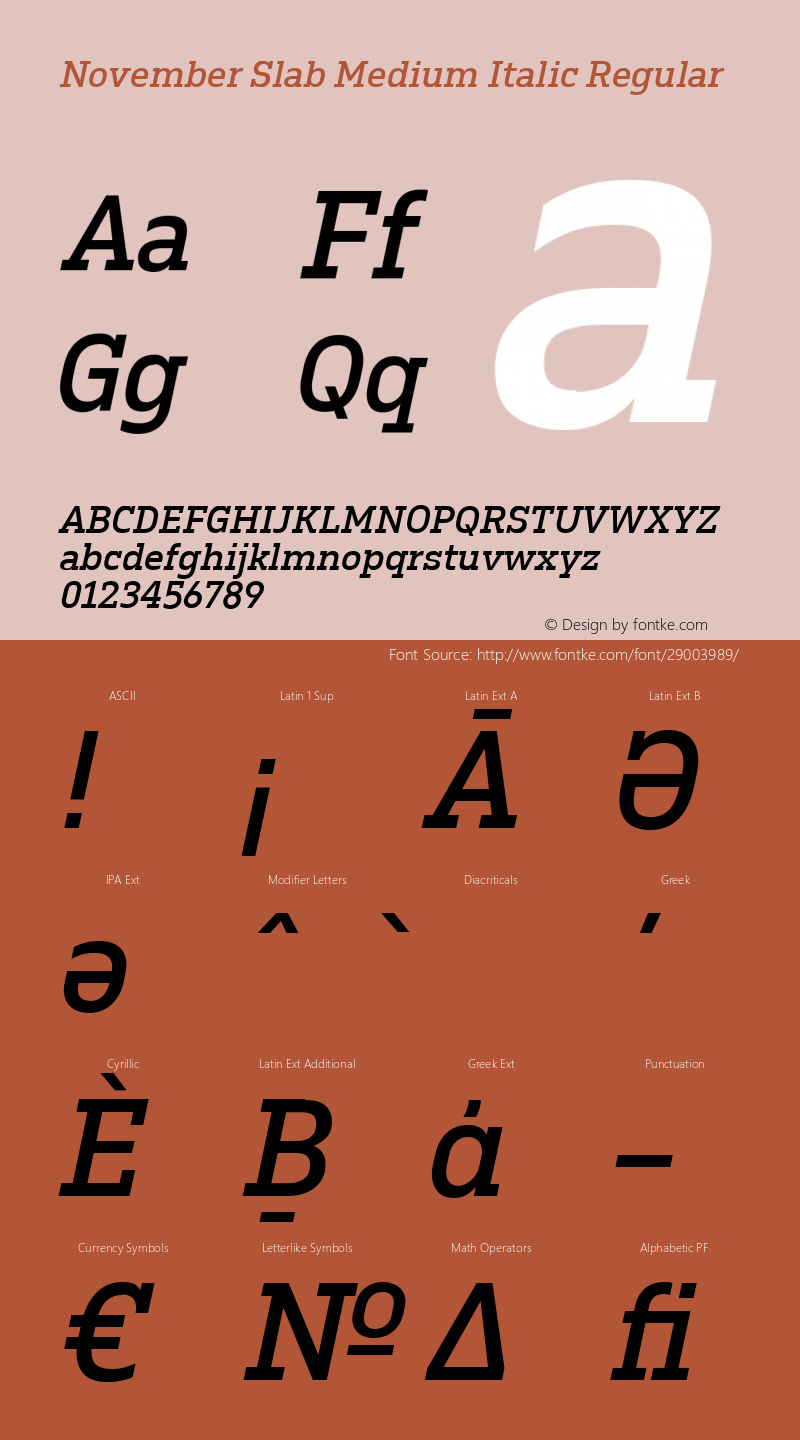 NovemberSlabMediumItalic Version 1.0; 2018 Font Sample