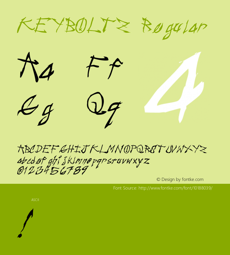 KEYBOLTZ Regular 001.000 Font Sample