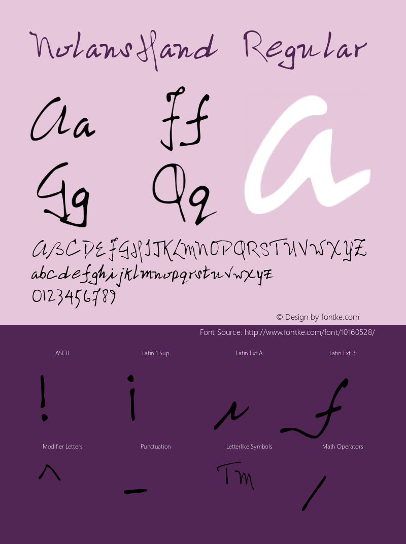 NolansHand Regular The IMSI MasterFonts Collection, tm 1996 IMSI (International Microcomputer Software Inc.) Font Sample