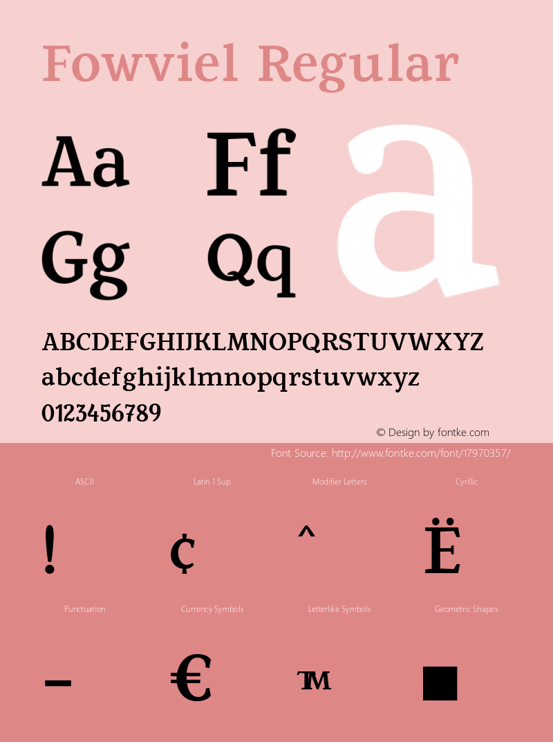 Fowviel Regular Version 1.00 October 28, 2013, initial release Font Sample