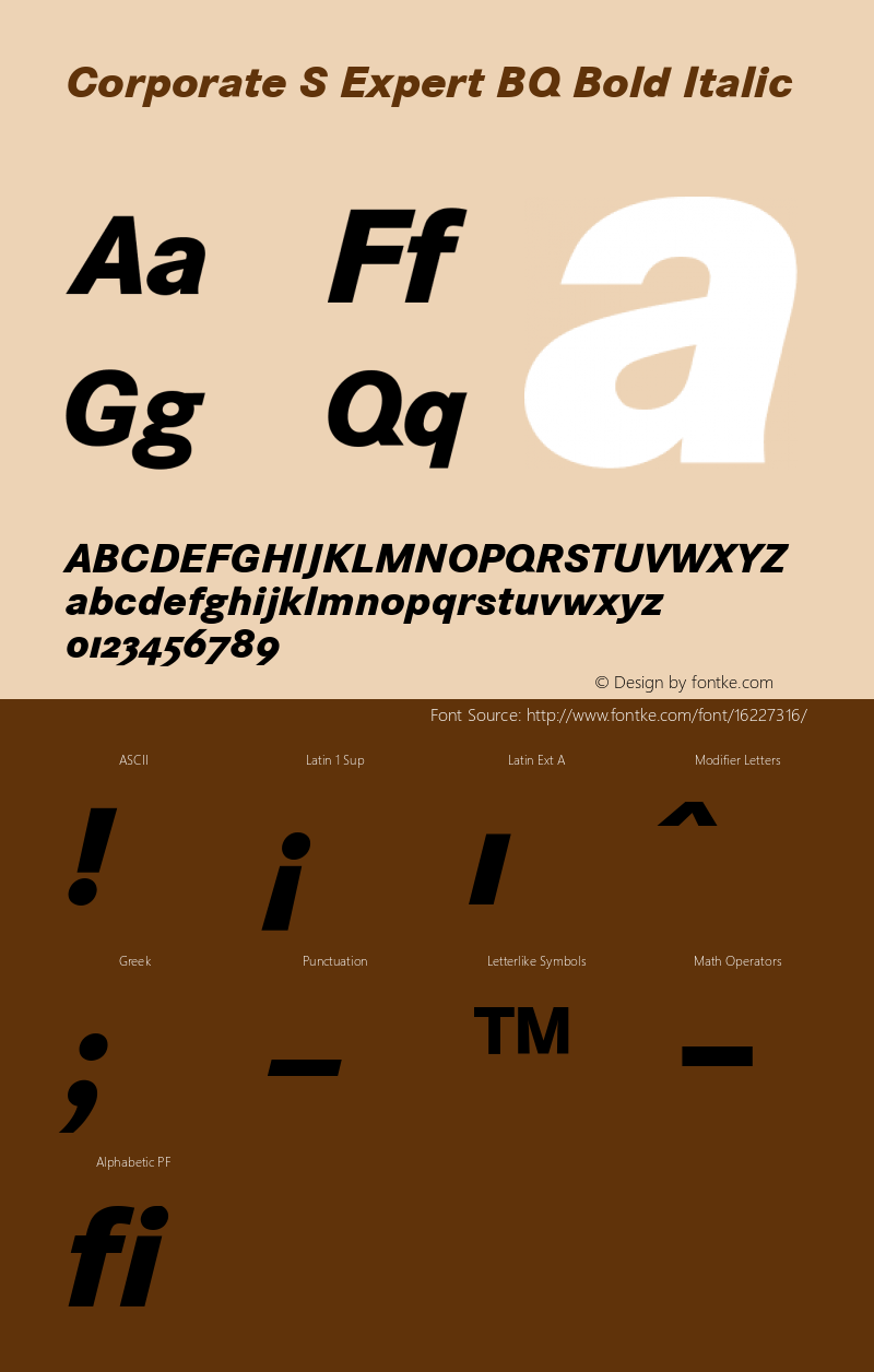 Corporate S Expert BQ Bold Italic Version 001.000 Font Sample