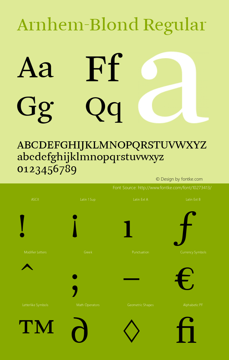 Arnhem-Blond Regular 001.000 Font Sample