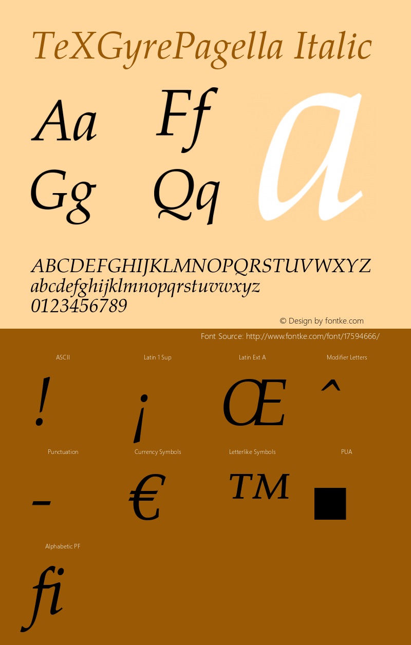 TeXGyrePagella Italic Version 1.103;PS 1.103;hotconv 1.0.49;makeotf.lib2.0.14853 Font Sample