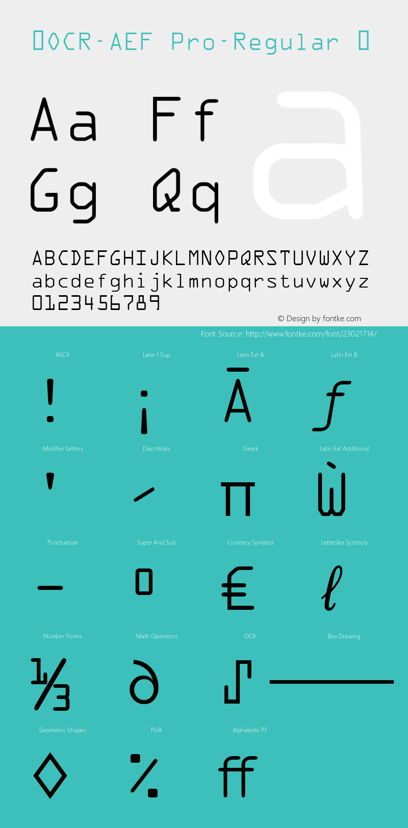 ☞OCR-AEF Pro-Regular Version 1.100;PS 001.001;Core 1.0.38;com.myfonts.easy.ef.ocr-a-ef-pro.regular.wfkit2.version.3hq1 Font Sample