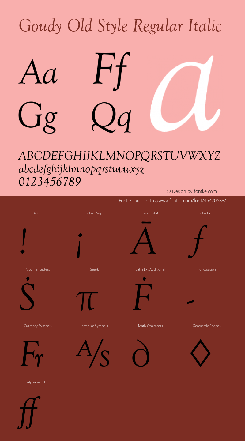 GoudyOldSty-RegIta Version 1.000;PS 1.00;hotconv 1.0.57;makeotf.lib2.0.21895 Font Sample