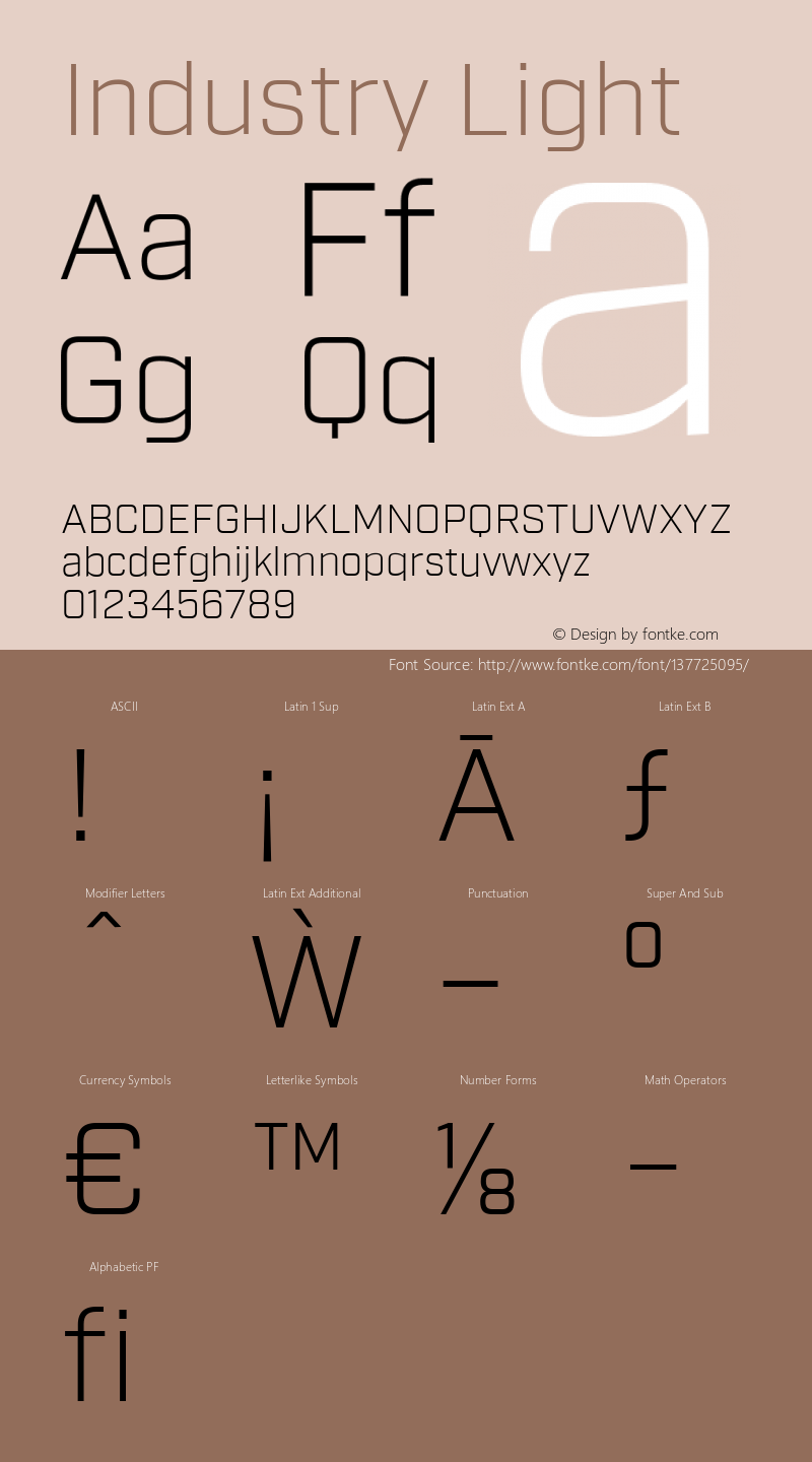 Industry Light 2.200 Font Sample