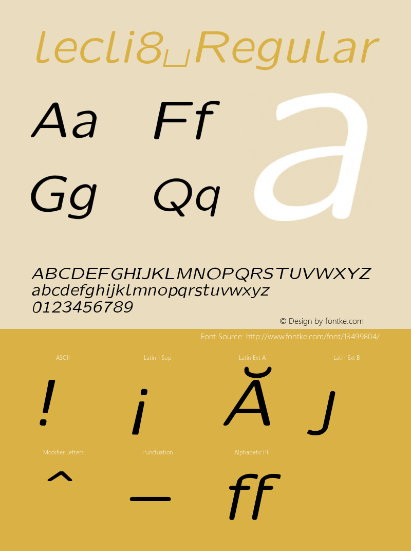 lecli8 Regular Version 001.001 Font Sample