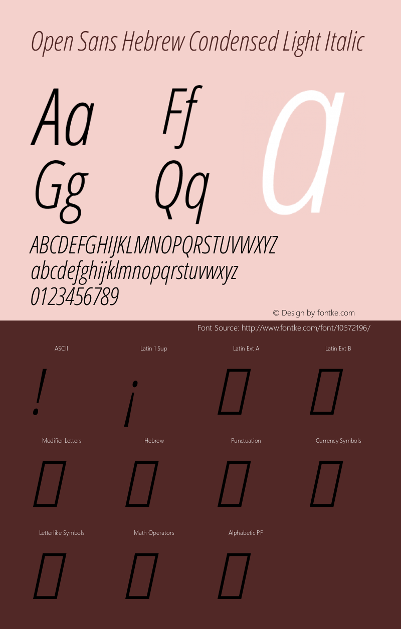 Open Sans Hebrew Condensed Light Italic Version 2.001;PS 002.001;hotconv 1.0.70;makeotf.lib2.5.58329 Font Sample