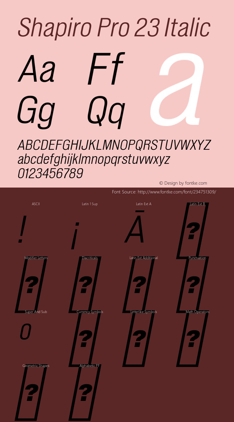 Shapiro Pro 23 Italic Version 4.000图片样张