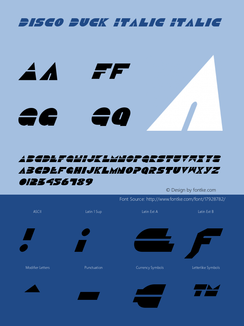 Disco Duck Italic Italic 2 Font Sample