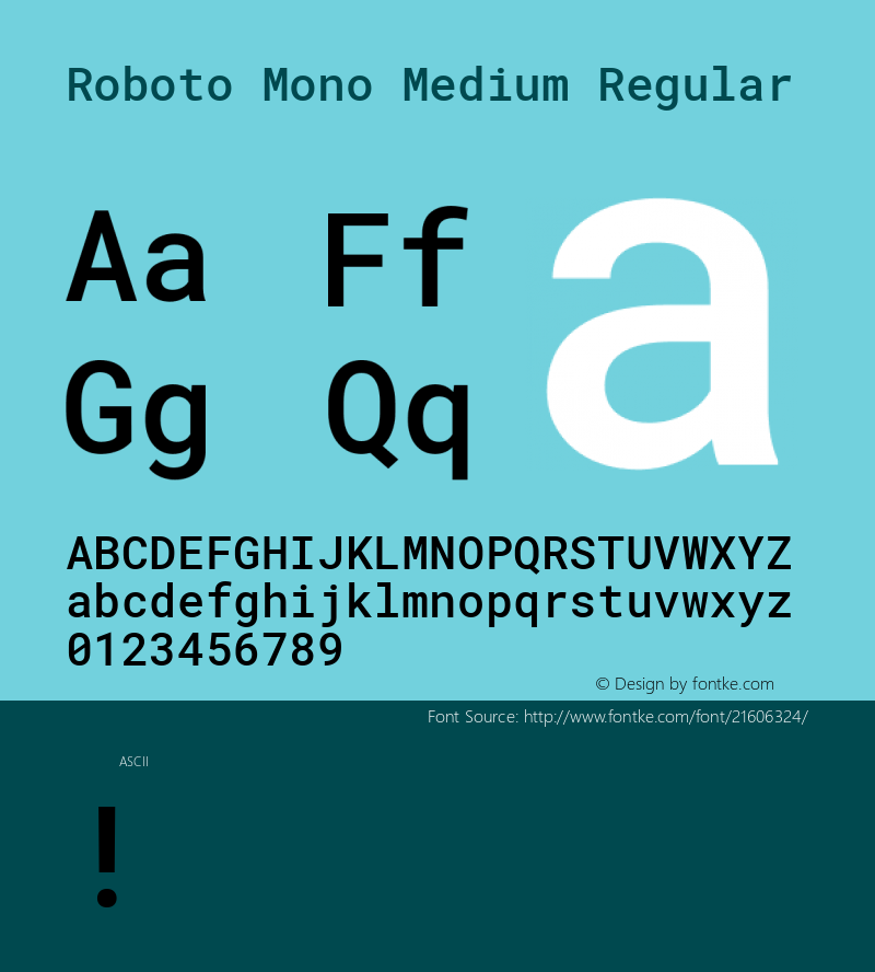 Roboto Mono Medium Regular  Font Sample