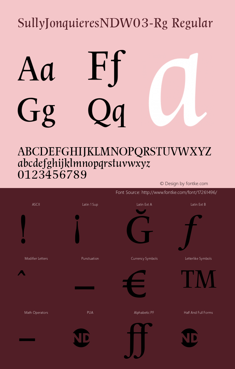 SullyJonquieresNDW03-Rg Regular Version 1.00 Font Sample