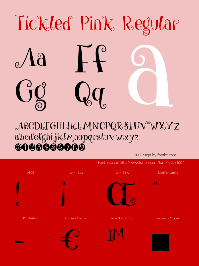 Tickled Pink Regular Version 1.0 Font Sample