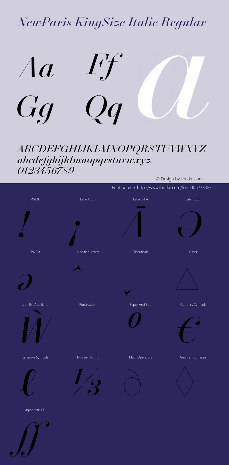 NewParis KingSize Italic Regular Version 2.001 Font Sample