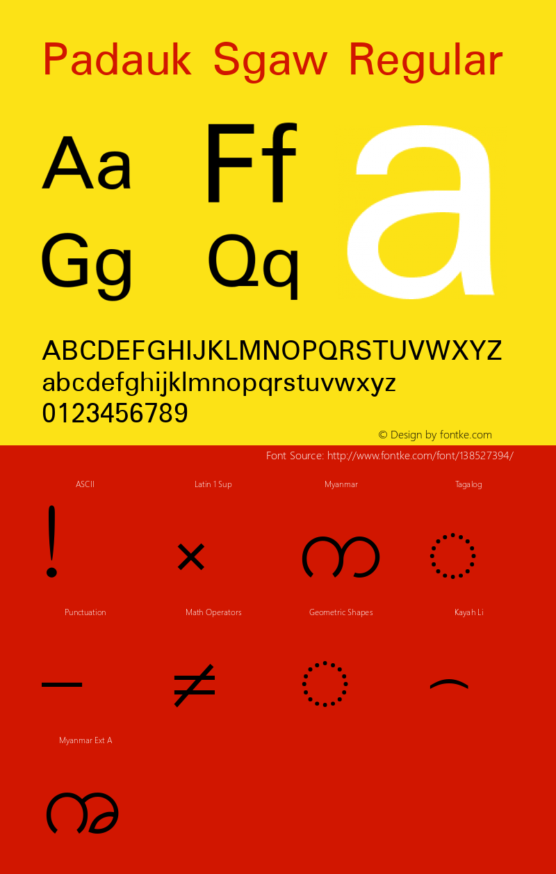 Padauk Sgaw Version 2.8 Font Sample