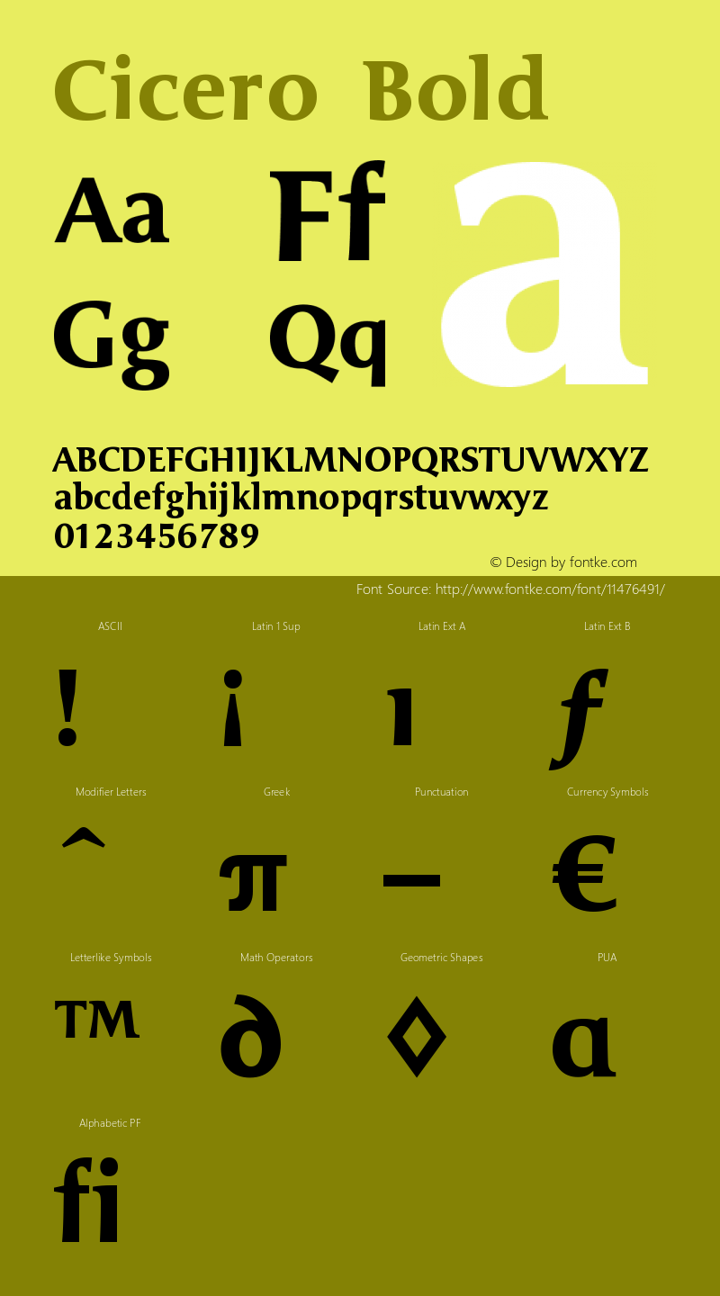 Cicero Bold Version 001.001 Font Sample