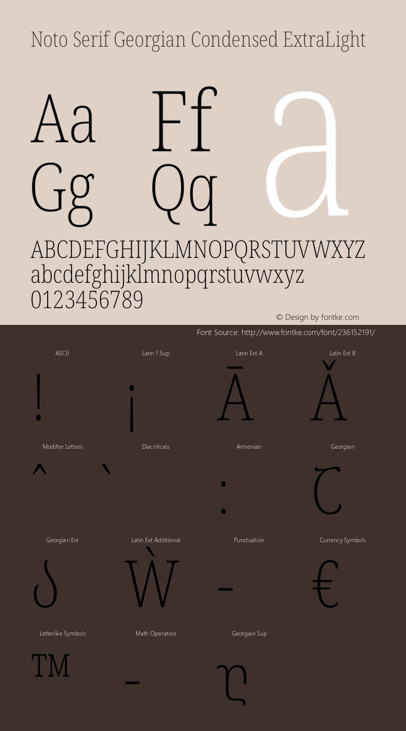 Noto Serif Georgian Condensed ExtraLight Version 2.002图片样张