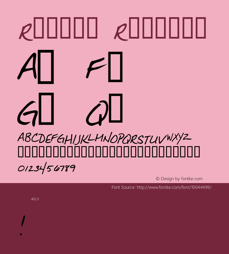 Rachel Regular Macromedia Fontographer 4.1 7/31/00 Font Sample