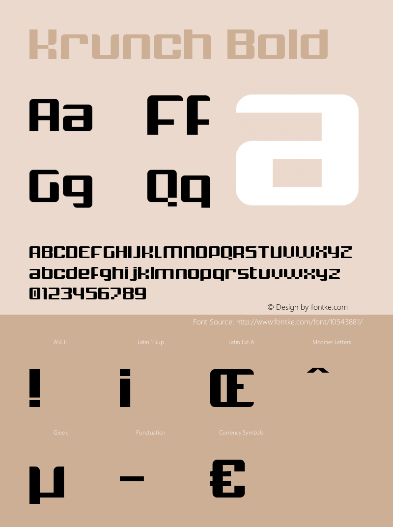 Krunch Bold Version 1.000 2014 initial release Font Sample