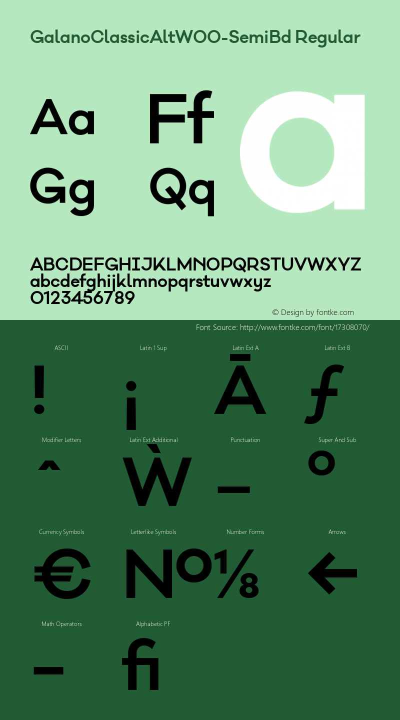 GalanoClassicAltW00-SemiBd Regular Version 1.00 Font Sample