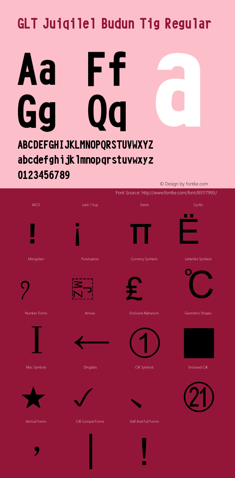 GLT Juiqilel Budun Tig Version 0.9.14;hotconv 1.0.114;makeotfexe 2.5.65599 Font Sample