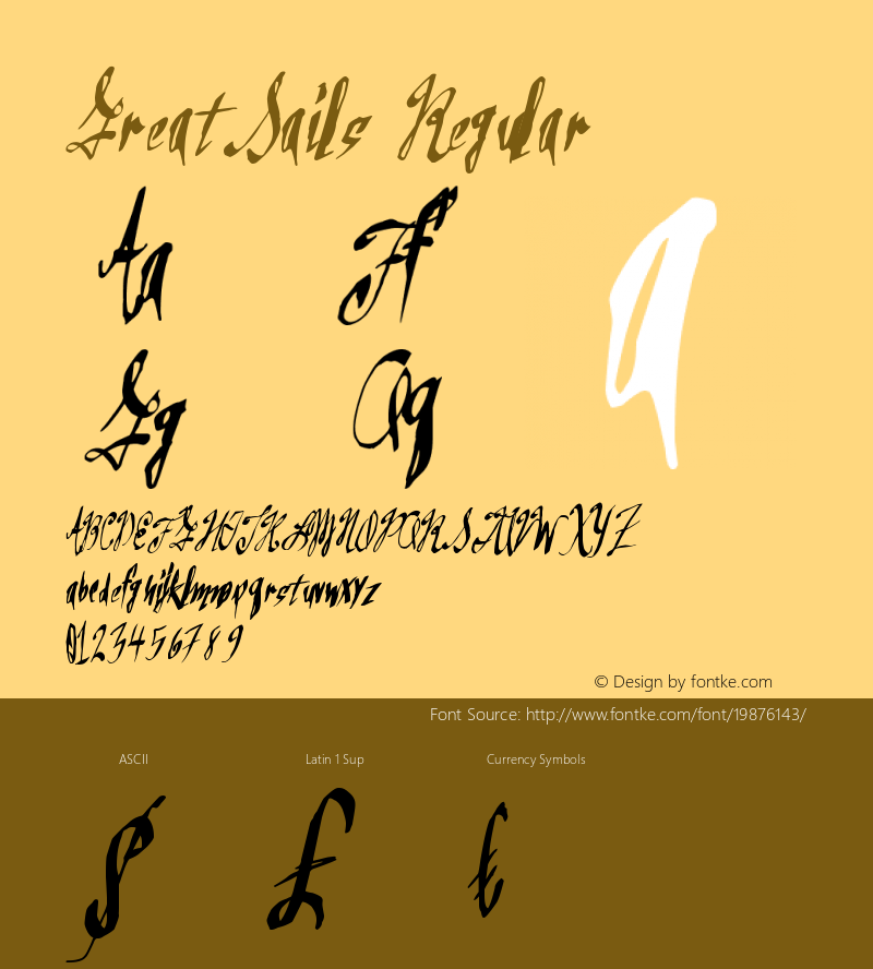 GreatSails Version 1.00 August 21, 2014, initial release Font Sample