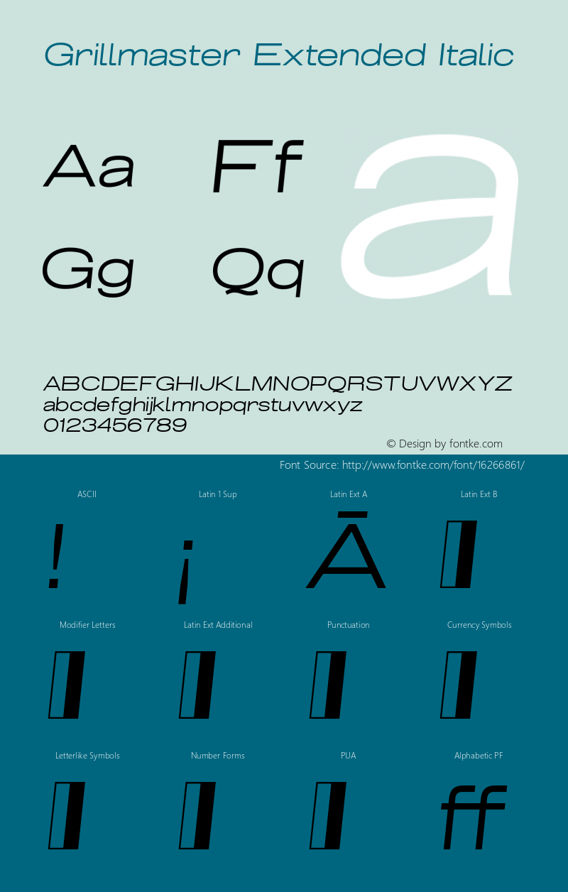 Grillmaster Extended Italic Version 1.000 Font Sample