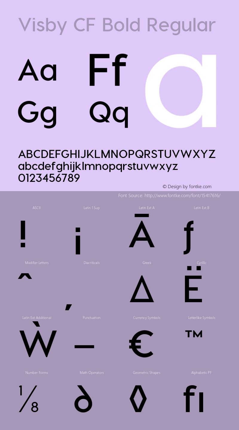 Visby CF Bold Regular Version 1.000 Font Sample