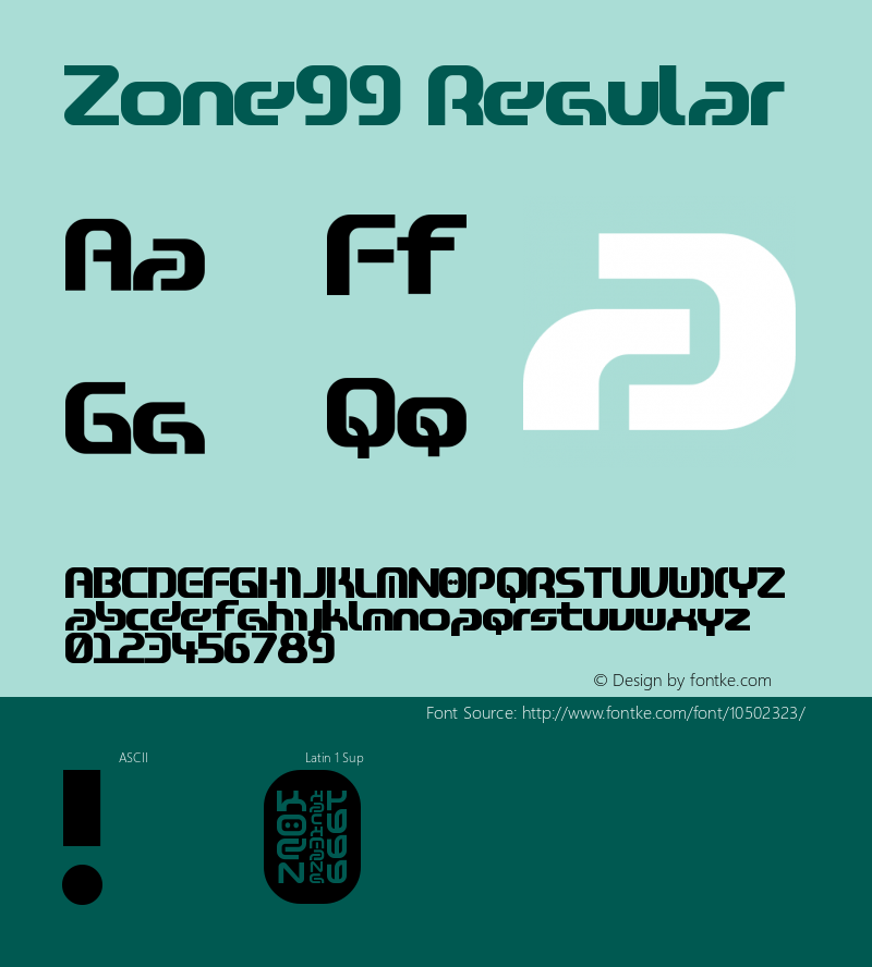 Zone99 Regular Version 1.0 Font Sample