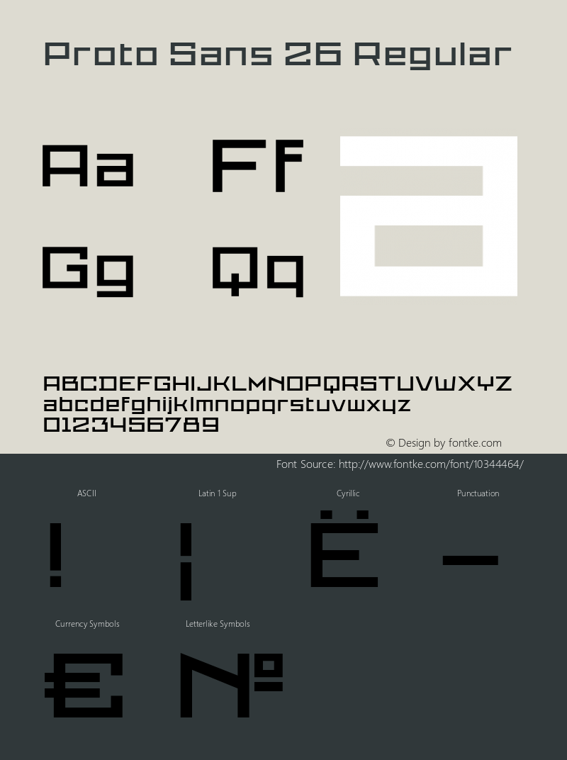 Proto Sans 26 Regular Unknown Font Sample