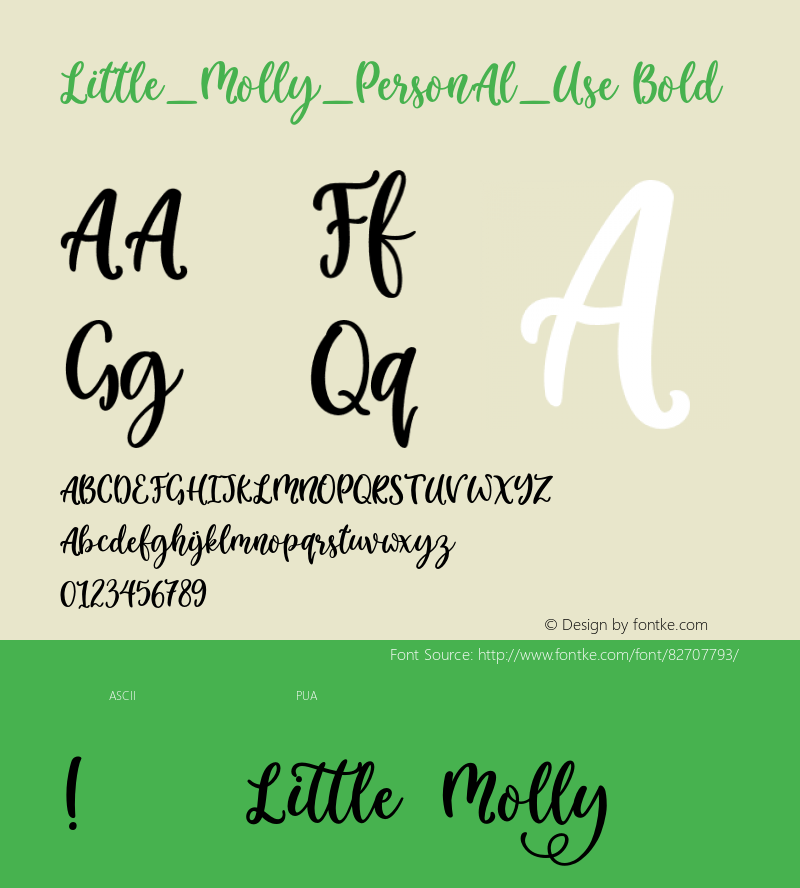 Little_Molly_Personal_Use Version 001.000 Font Sample