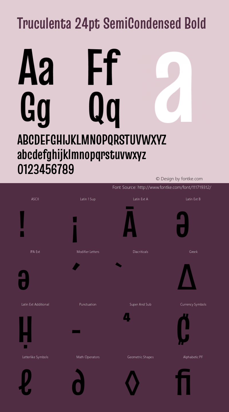 Truculenta 24pt SemiCondensed Bold Version 1.002 Font Sample