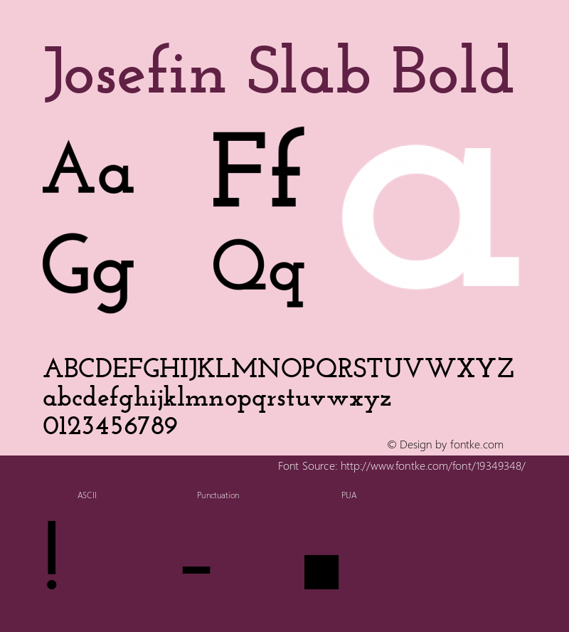 Josefin Slab Bold Version 1.0 Font Sample